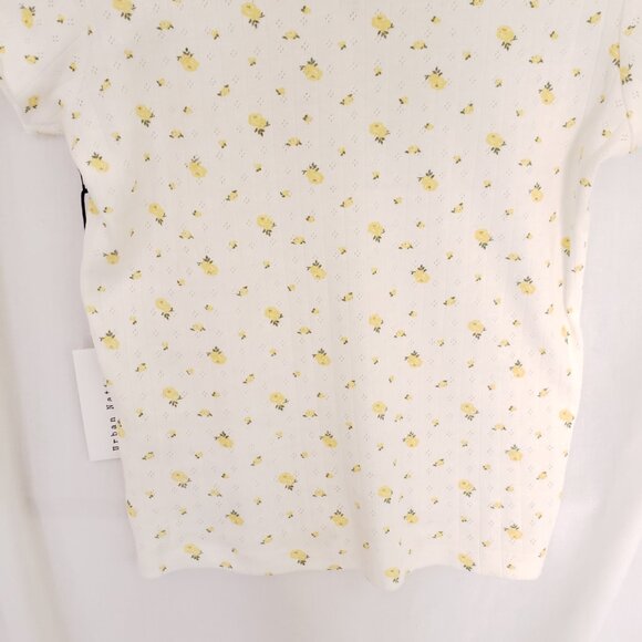 Urban Nation Woman White Yellow Floral Pattern Breathable Cute Shirt Size M - Picture 15 of 15